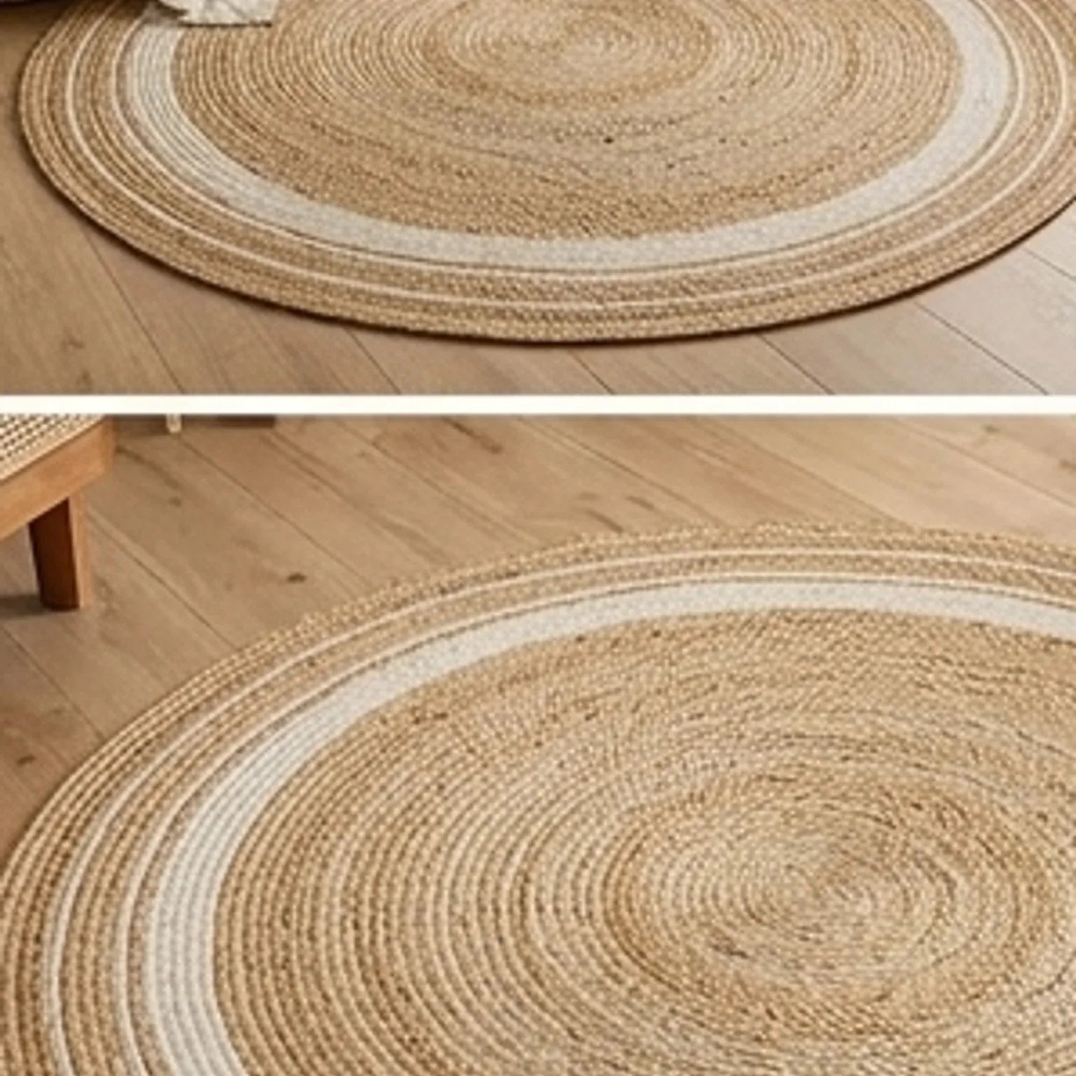 Round Jute Rug — overhead flat-lay on a natural surface