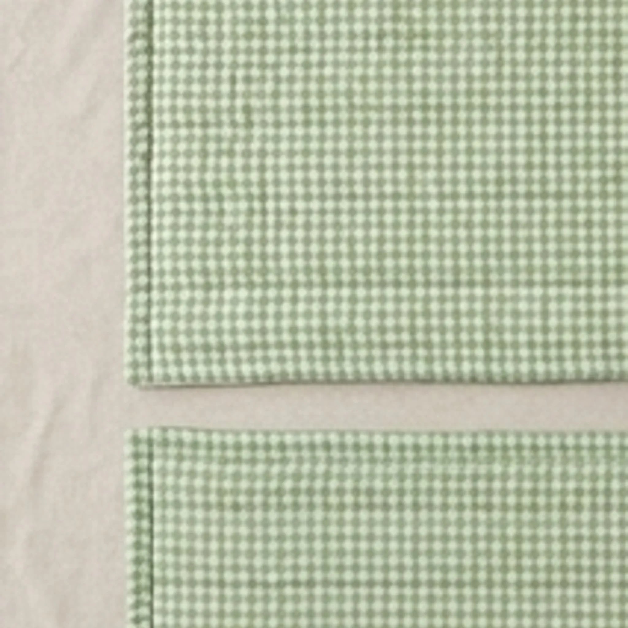 Green Gingham Sofa Protector & Rug Set - Cozy Living Room Decor — overhead flat-lay on a natural surface