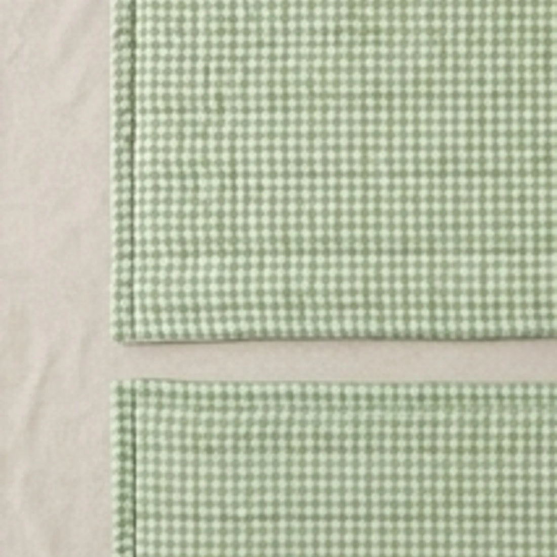 Green Gingham Sofa Protector & Rug Set - Cozy Living Room Decor — overhead flat-lay on a natural surface