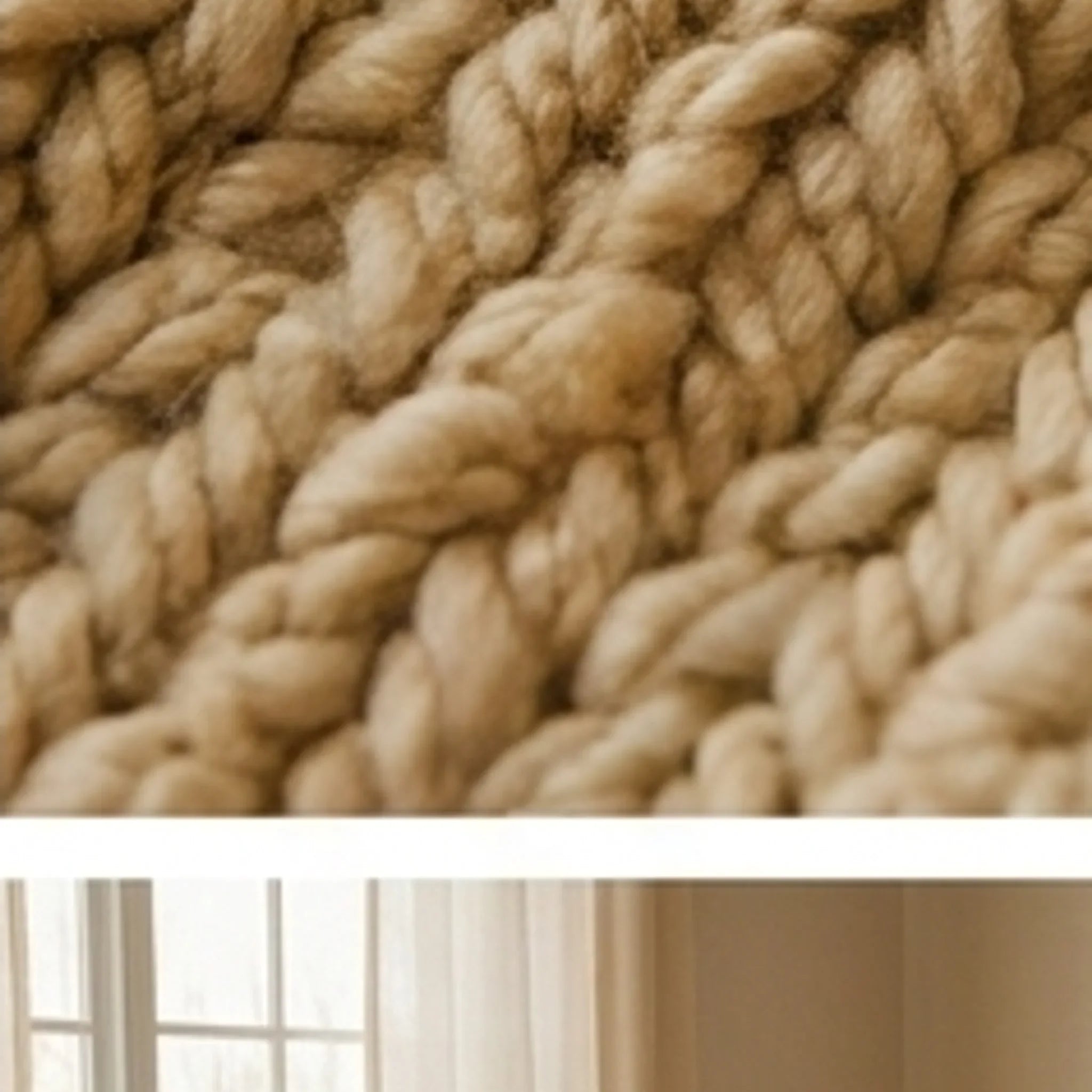 Hand-Woven Wool Shaggy Rug — overhead flat-lay on a natural surface