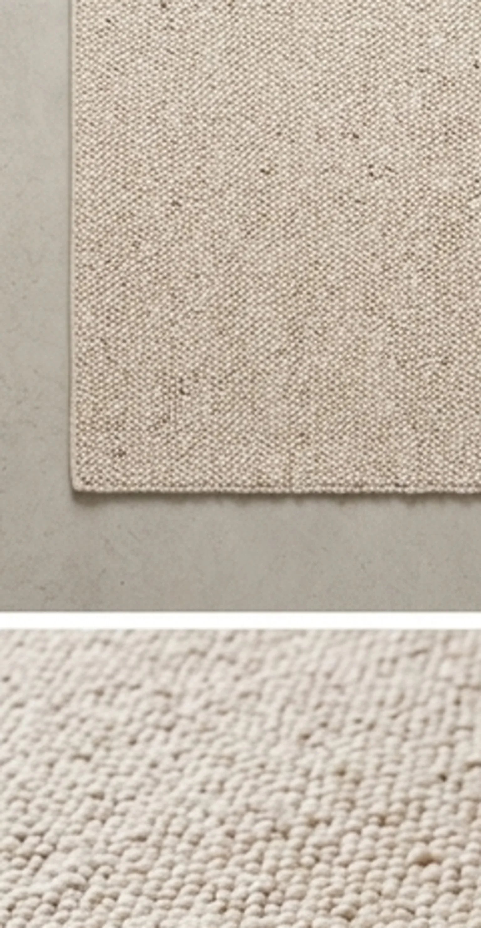 Natural Handwoven New Zealand Wool Rug — overhead flat-lay on a natural surface