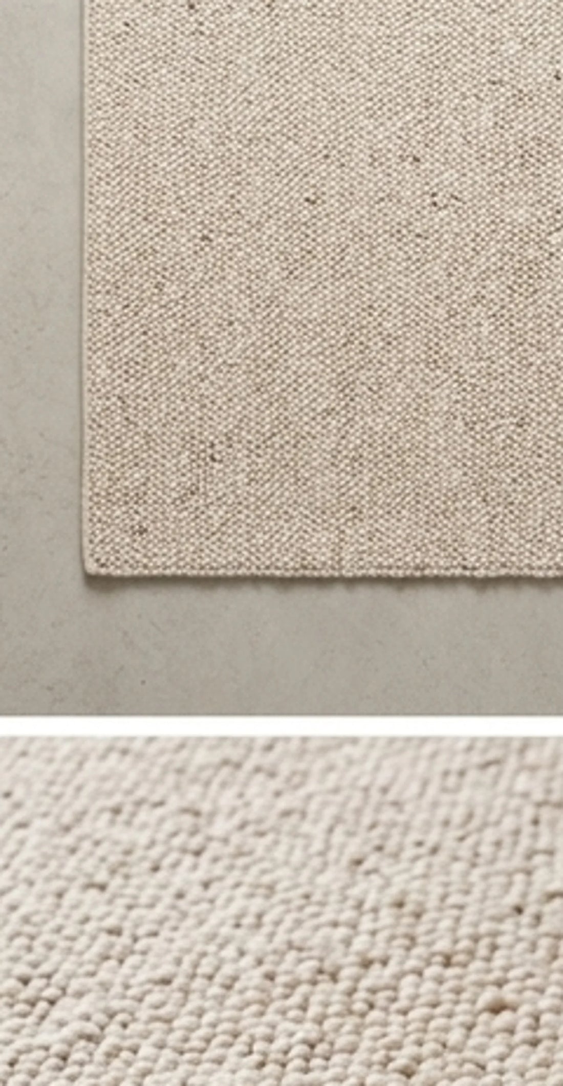 Natural Handwoven New Zealand Wool Rug — overhead flat-lay on a natural surface