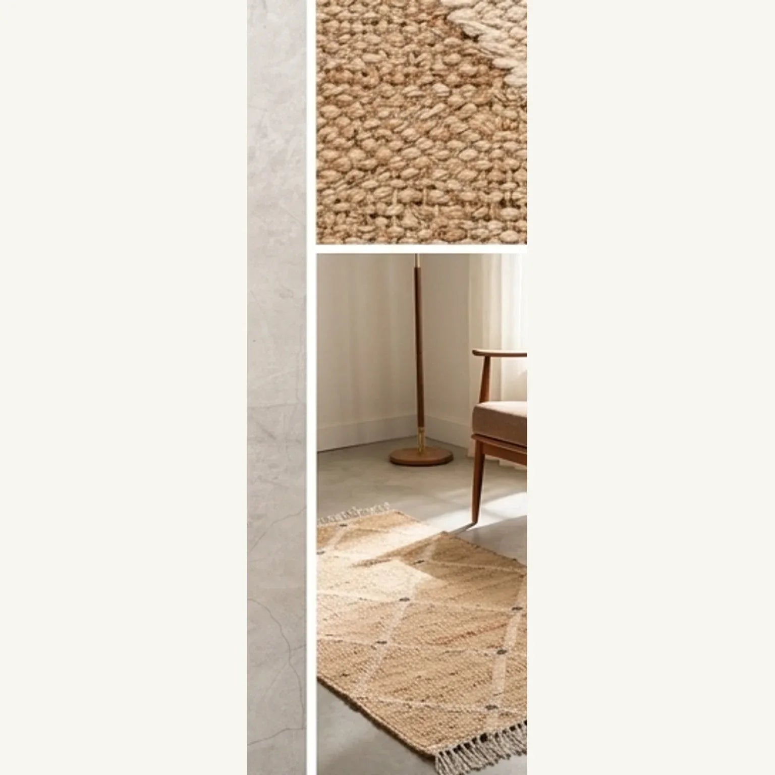 Indian Jute Rug - Beige Diamond Pattern — ambient room context in soft natural light