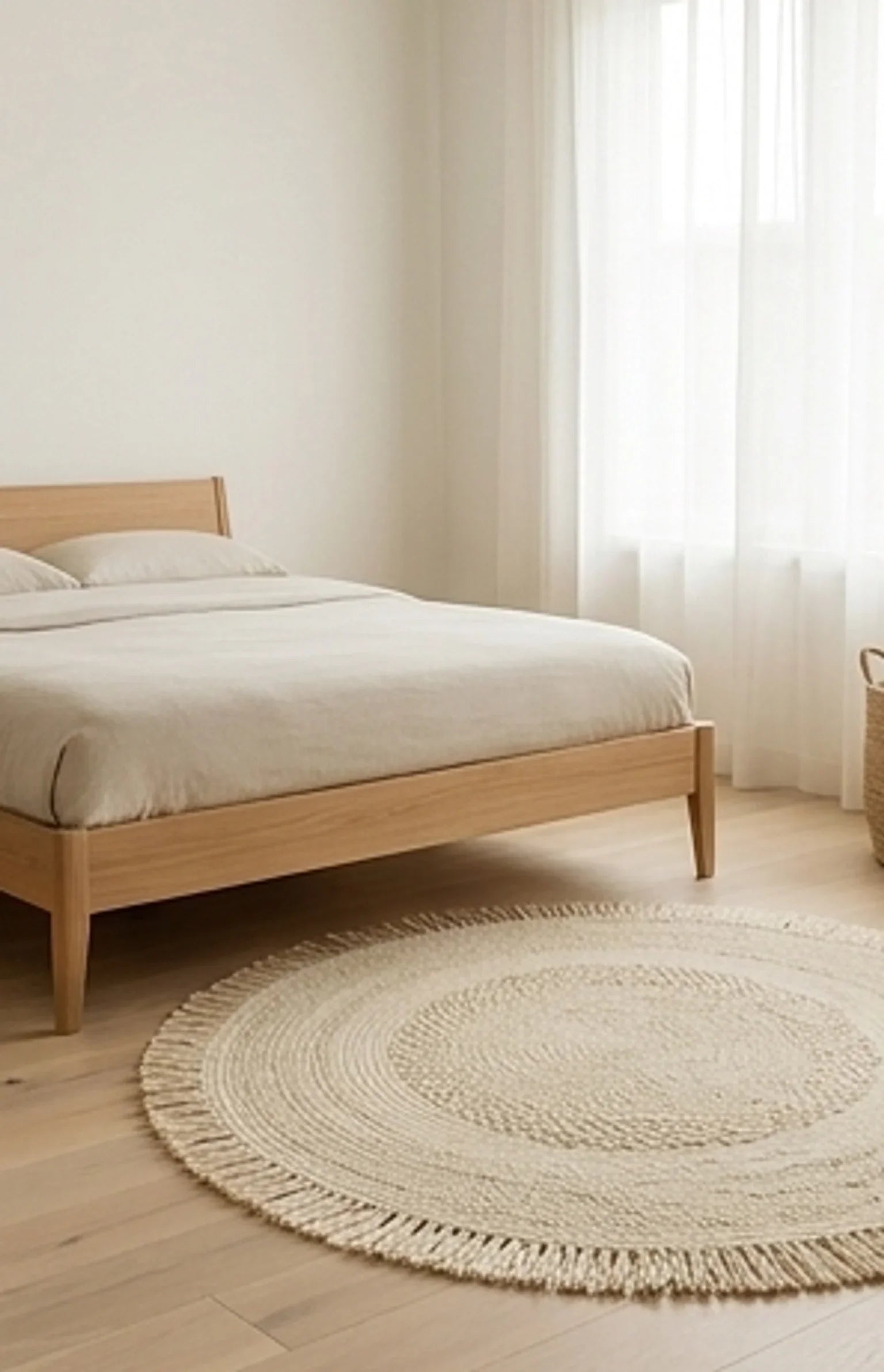 Round Wool Braided Rug — ambient room context in soft natural light