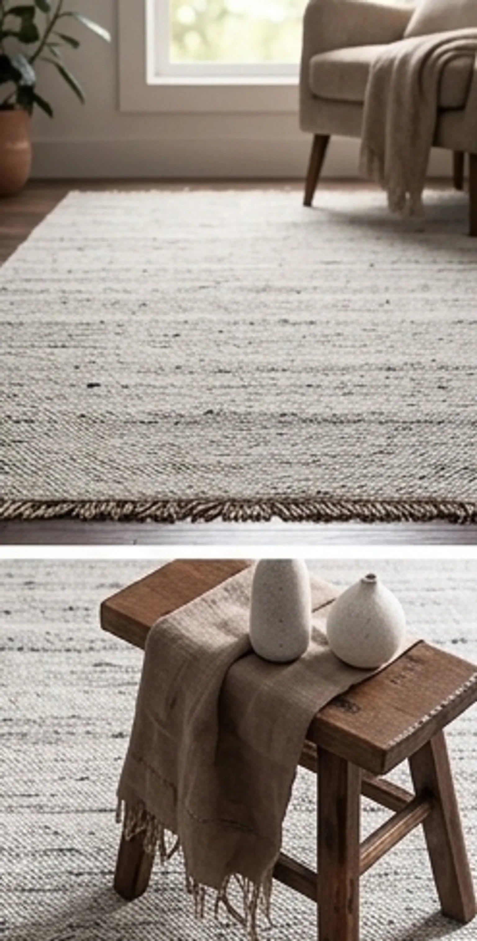 Natural Wool Carpet — scale reference beside a complementary prop