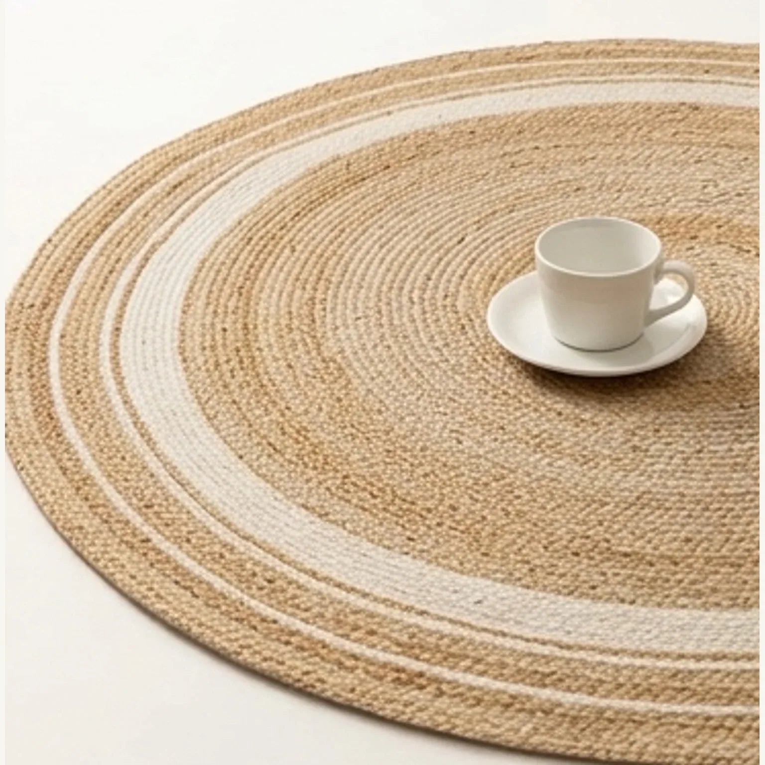 Round Jute Rug — scale reference beside a complementary prop