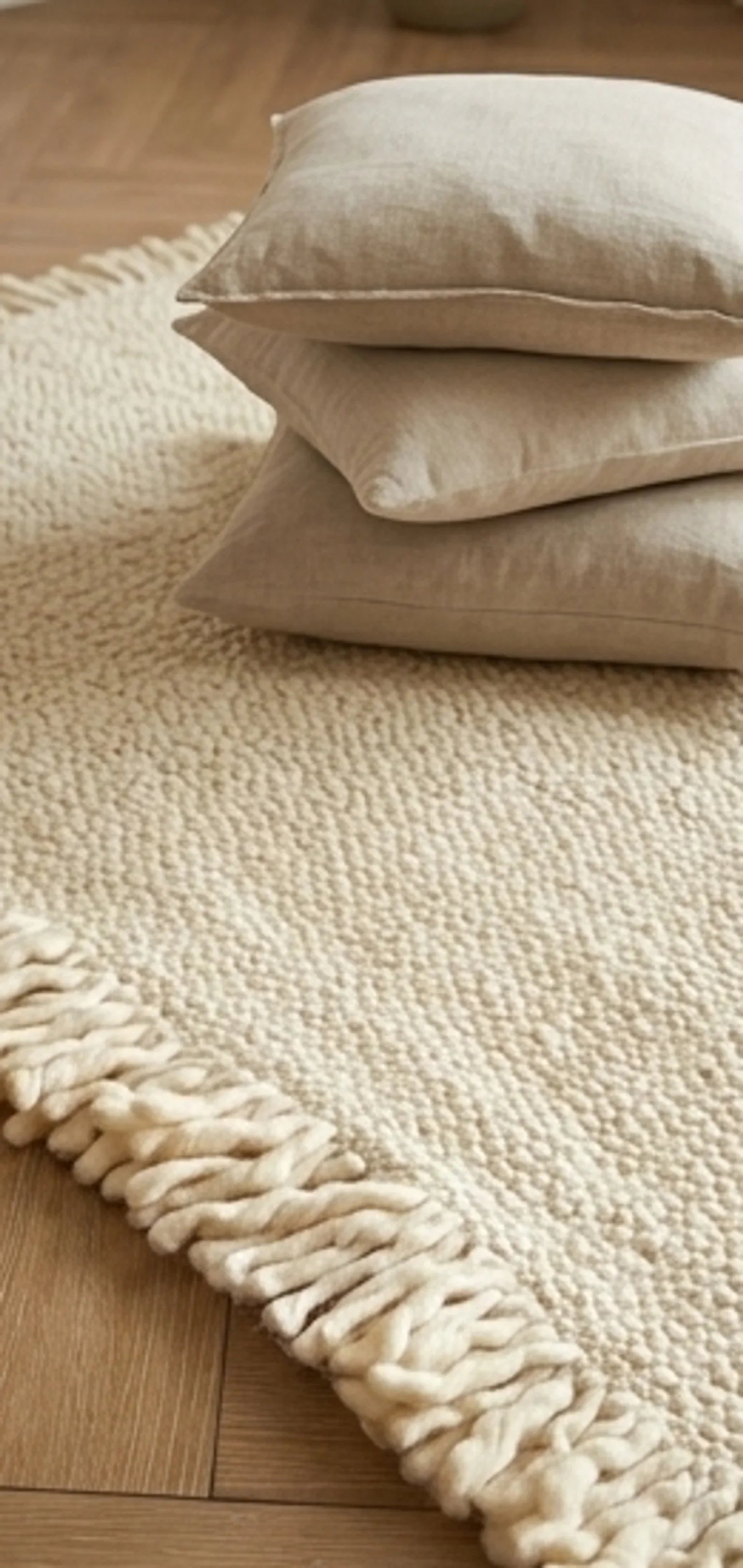 Braided Wool Rug — scale reference beside a complementary prop
