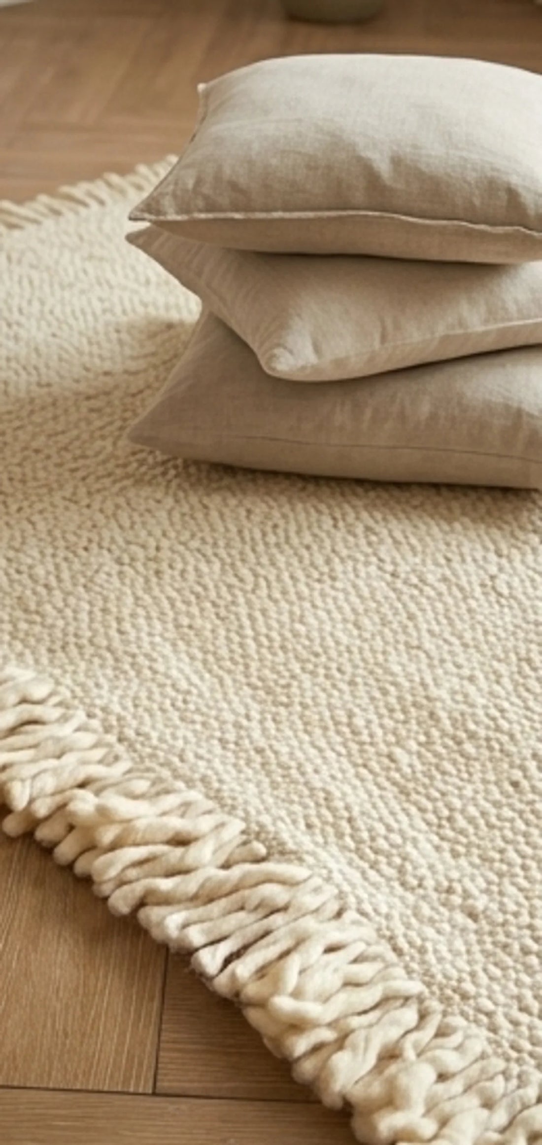 Braided Wool Rug — scale reference beside a complementary prop