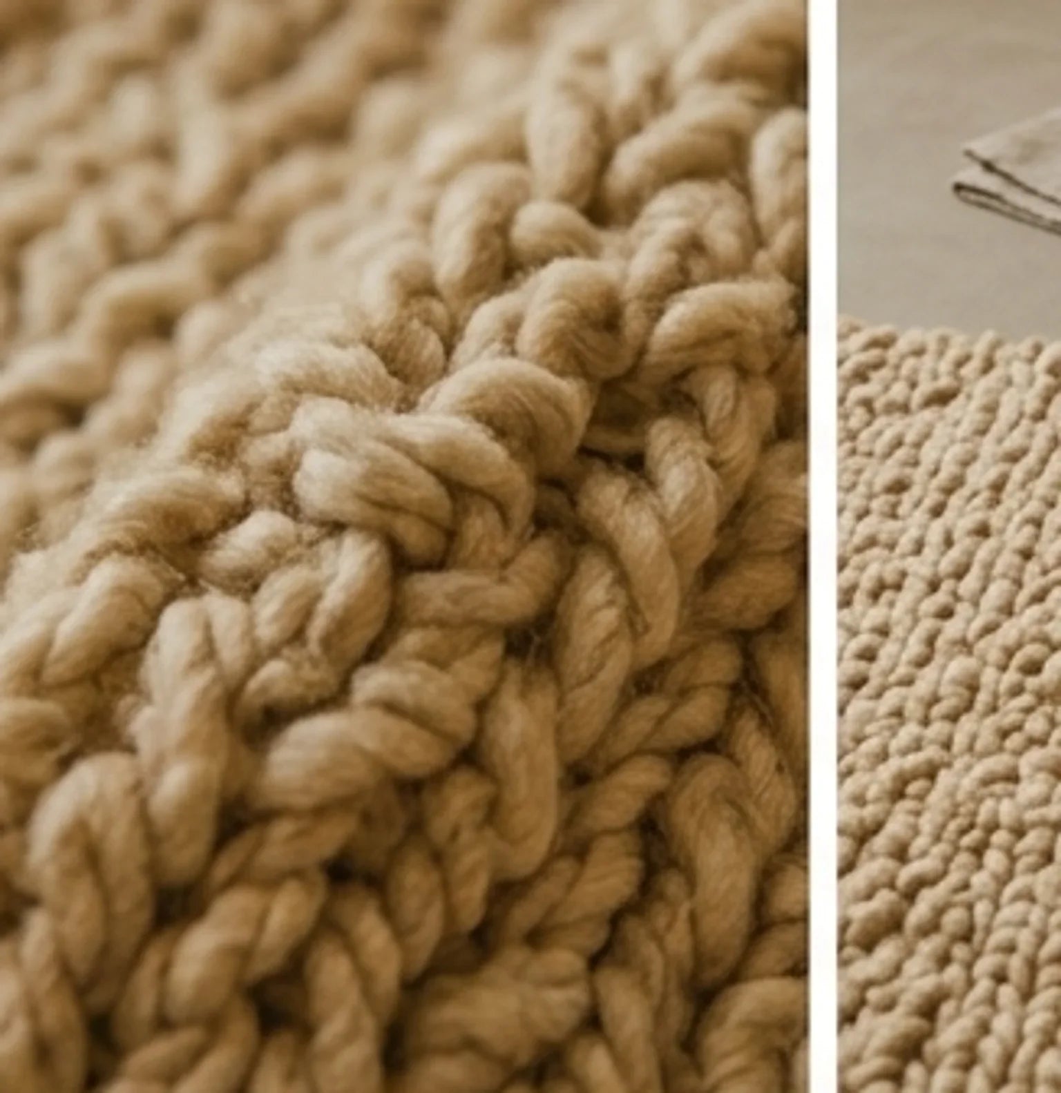 Hand-Woven Wool Shaggy Rug — scale reference beside a complementary prop