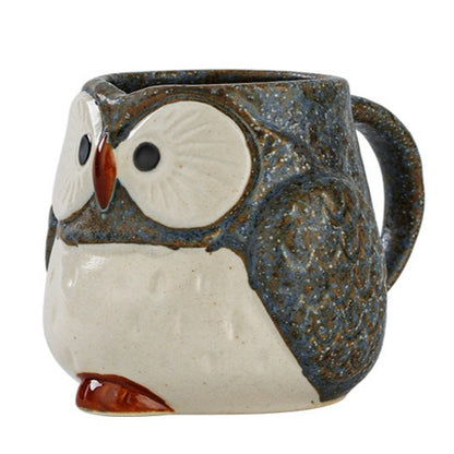 Stoneware Owl Mug, Japanese Mino Pottery