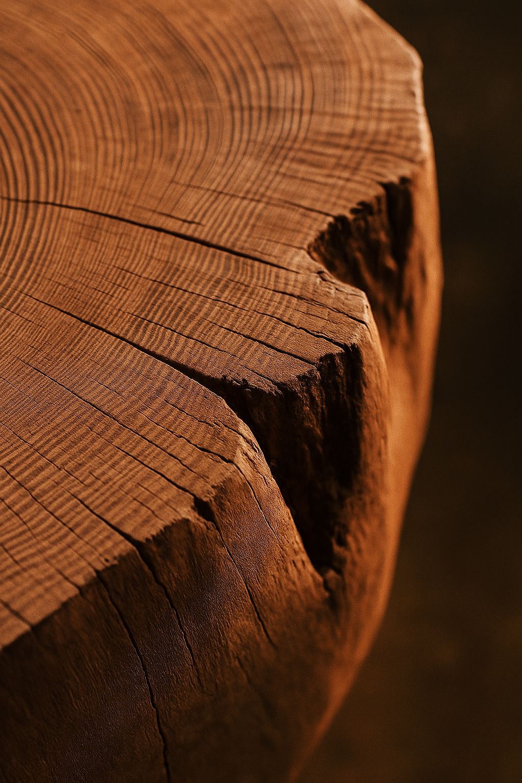 Rustic raw wood coffee table with unique tree stump design and natural grain.