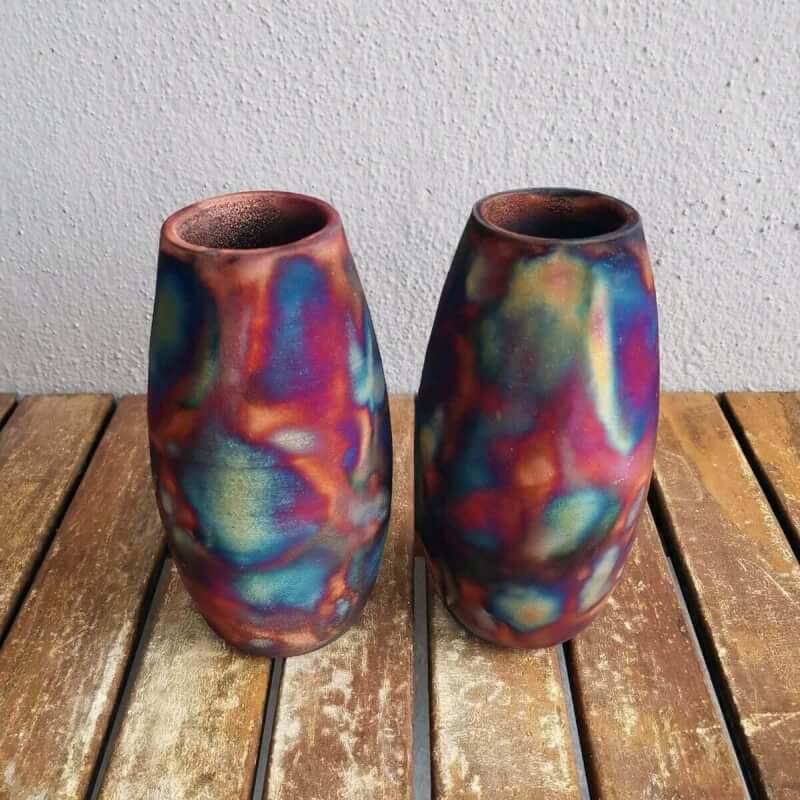 2 Pack Tsuri Ceramic Raku Pottery Vases by RAAQUU