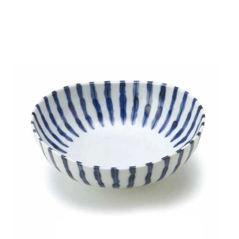 Blue and white striped ceramic plate, Made In Japan, home decor