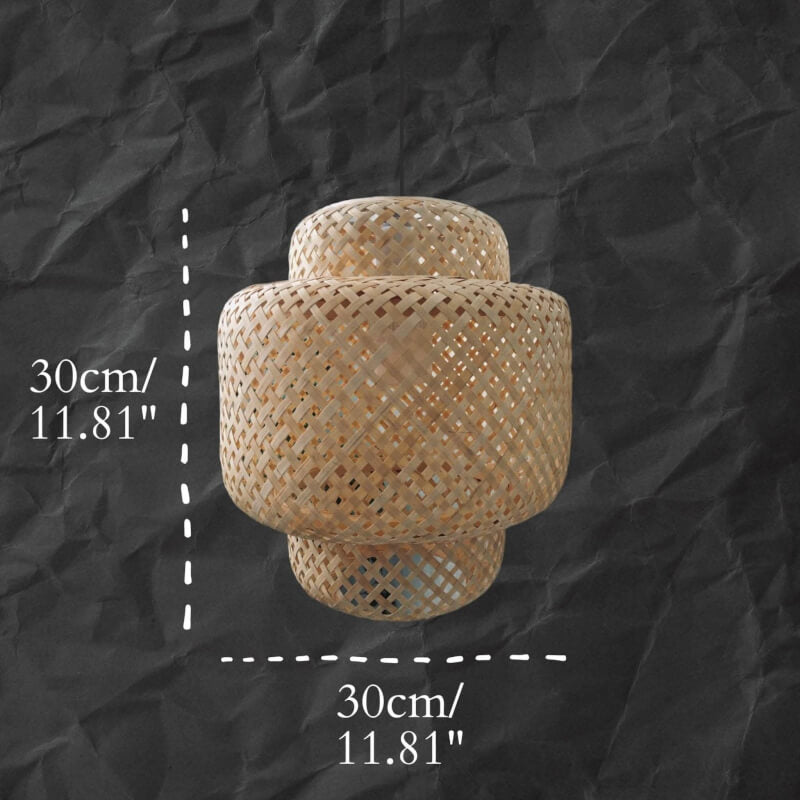 Bamboo Pendant Light: Natural woven bamboo lampshade, mid-century modern style.
