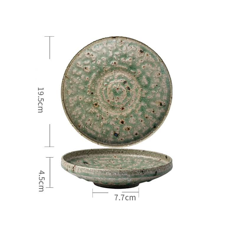 Artisan Green Dinnerware: textured ceramic plate with earthy green glaze, 19.5cm diameter.