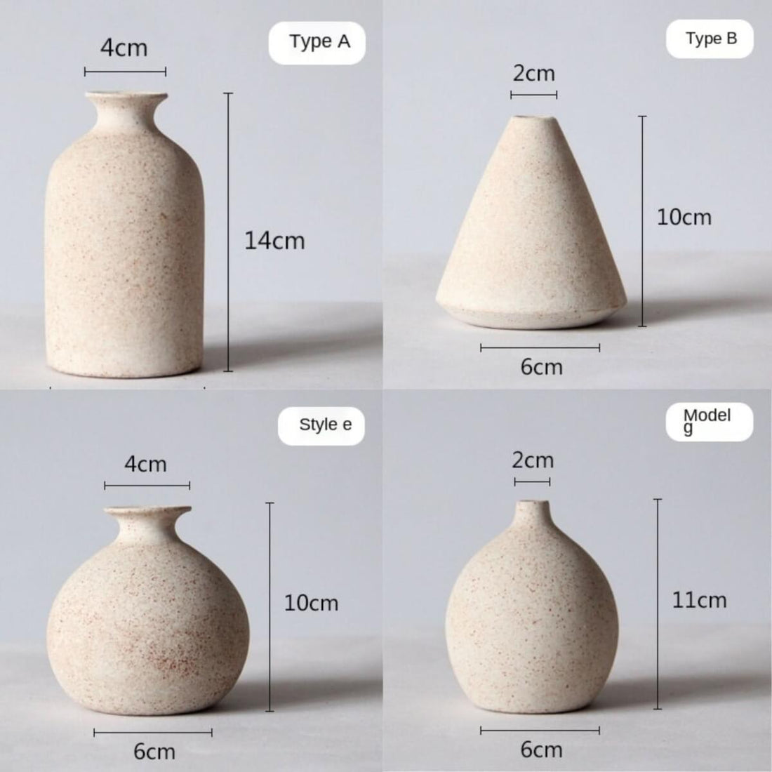 2x1 Ceramic Small Cream Vase