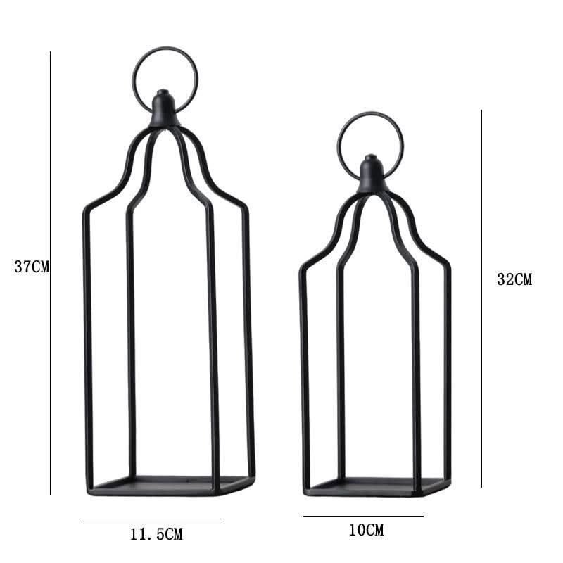 Black metal line candle holder set of 2, modern home decor accent.