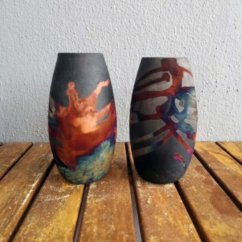 2 Pack Tsuri Ceramic Raku Pottery Vases by RAAQUU