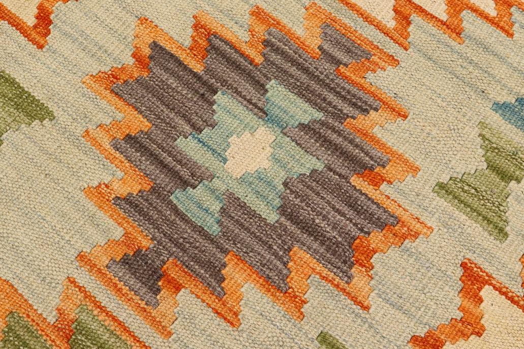 Turkish Bohemian Jade Hand-Woven Kilim Rug - 8'3'' x 9'7'' by Bareens Designer Rugs