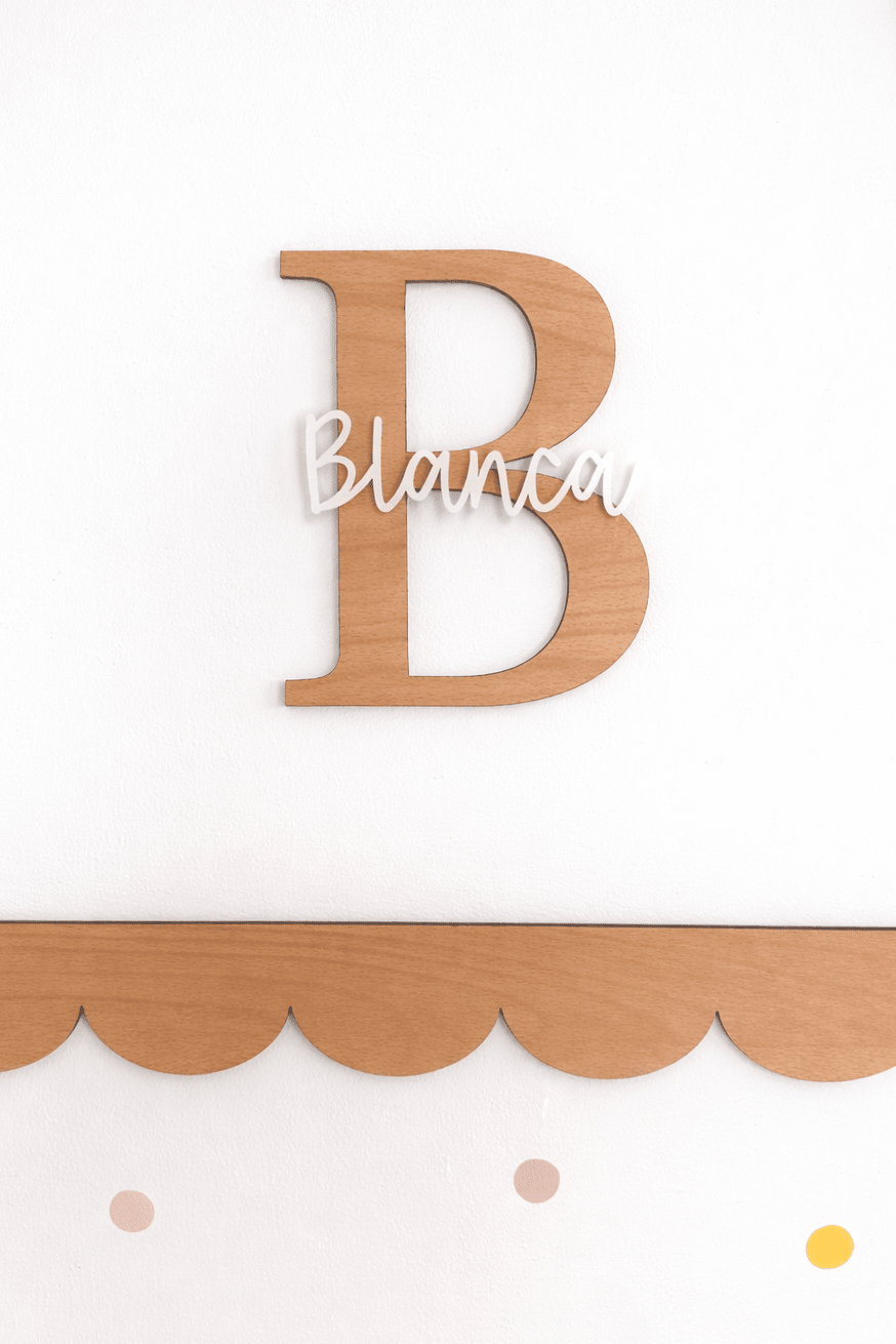Personalized Initial Letter with Name – Wood and Acrylic 🤍