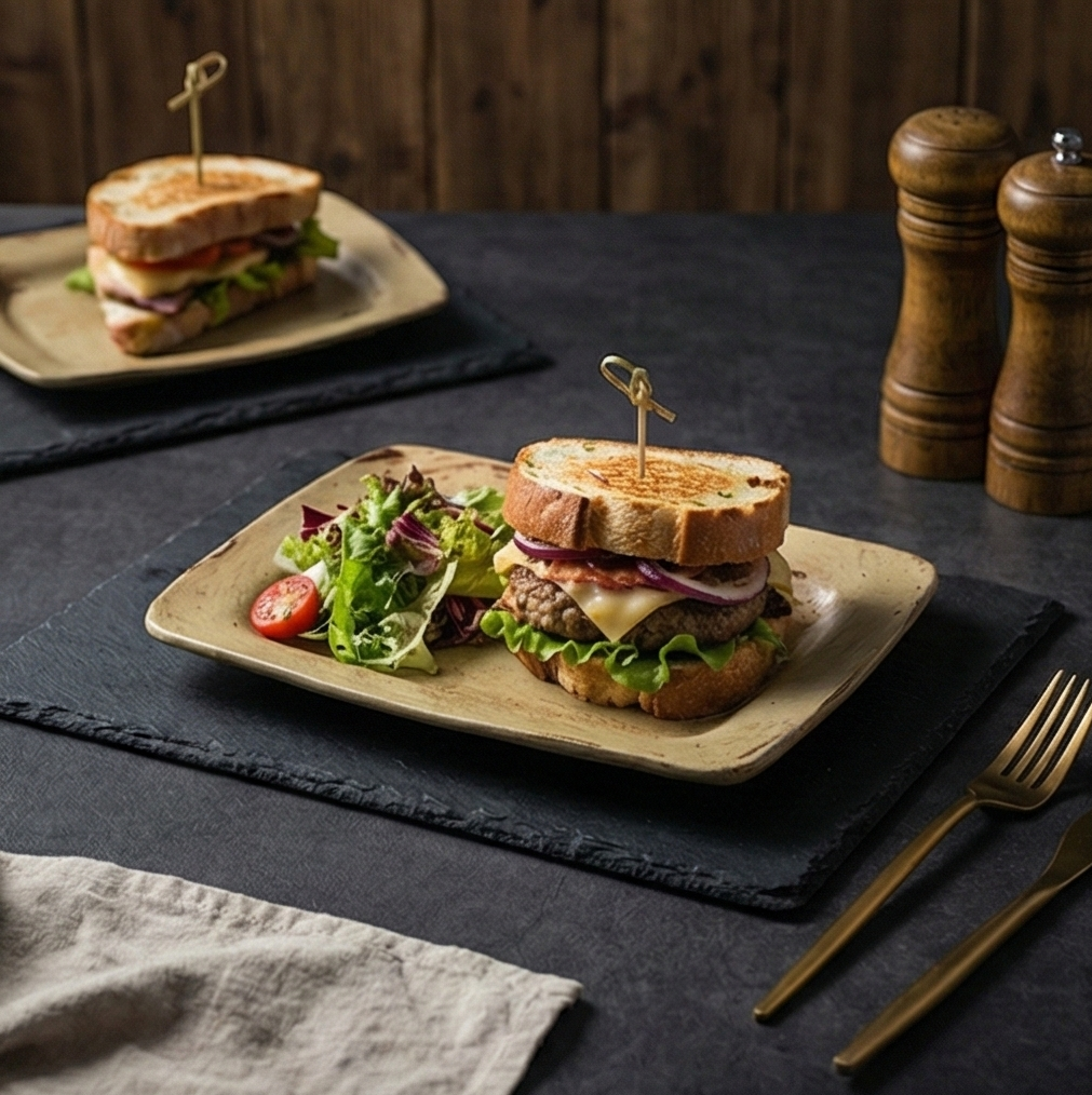 Handmade Maki Kintsugi Ceramic Serving Plate - Rustic Japanese Style