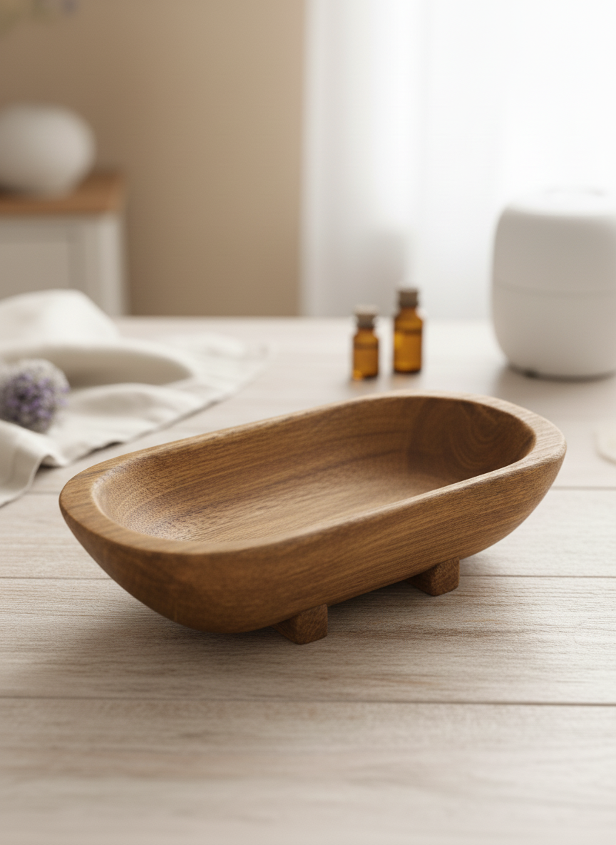 Handmade Pumpkin Chai Scented Candle in Wooden Bowl with Dried Oranges and Spices