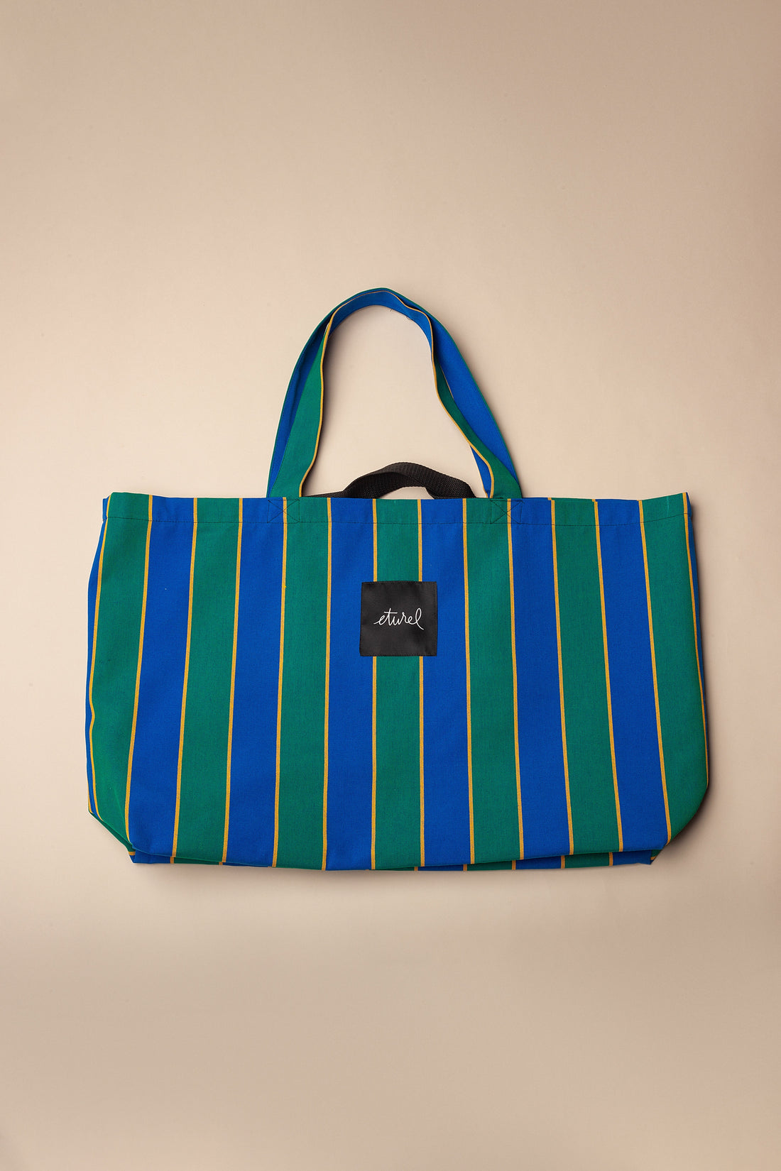 Maxi striped canvas shopper bag
