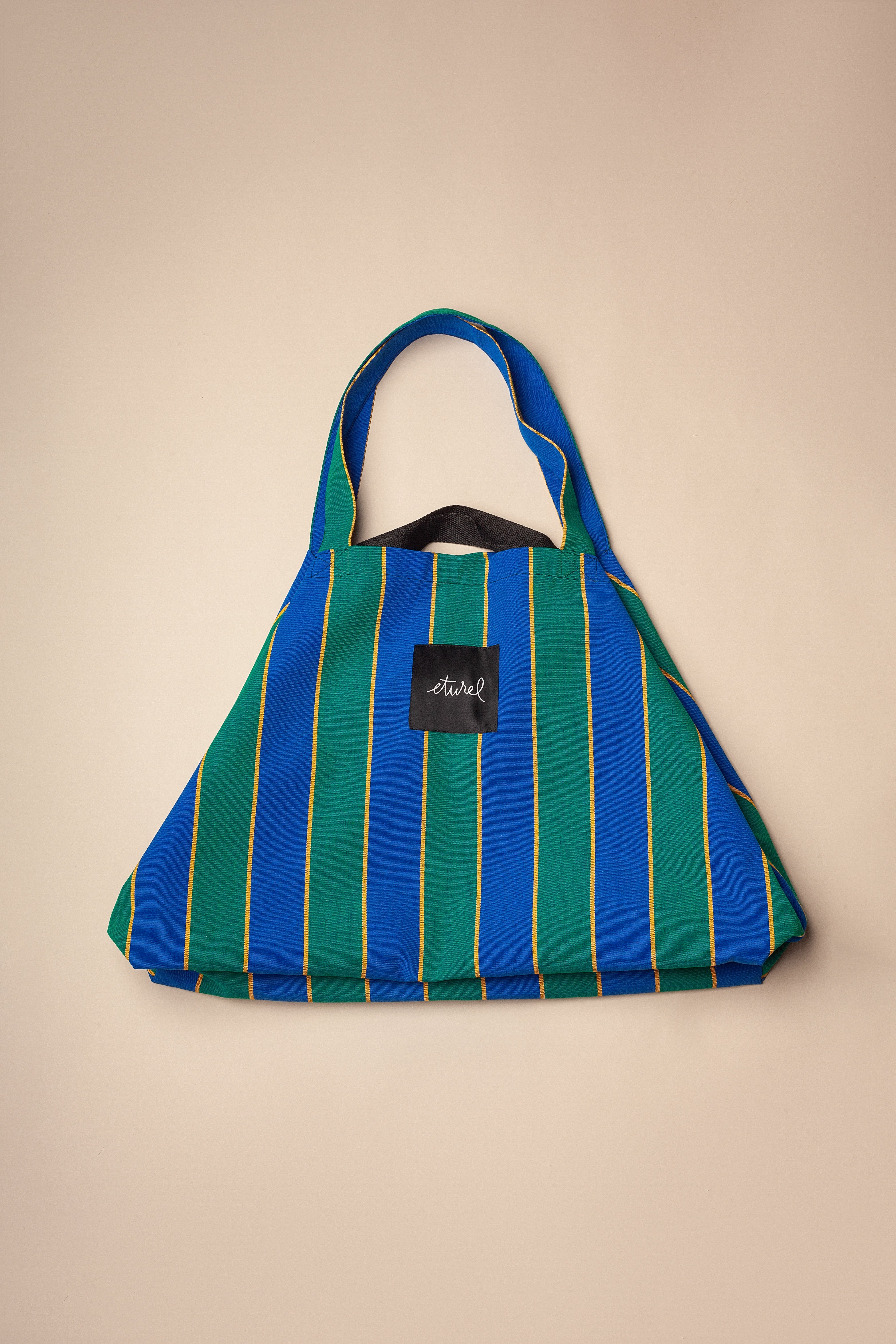 Maxi striped canvas shopper bag