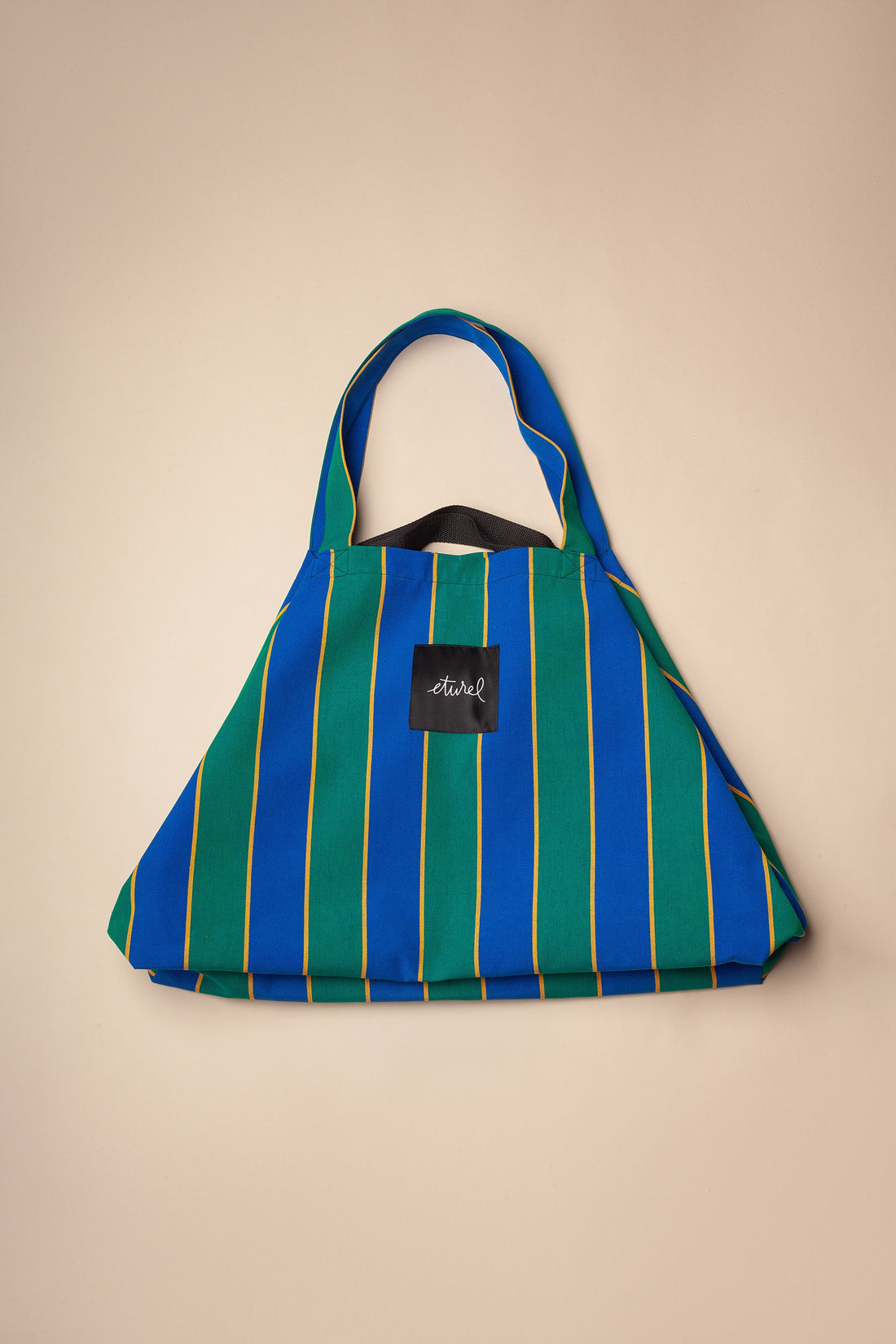 Maxi striped canvas shopper bag