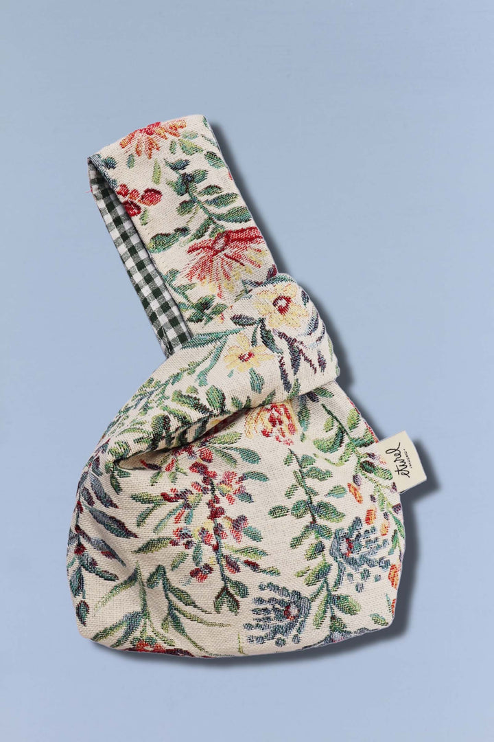 Bolso hatillo mini tejido jacquard flores azaleas