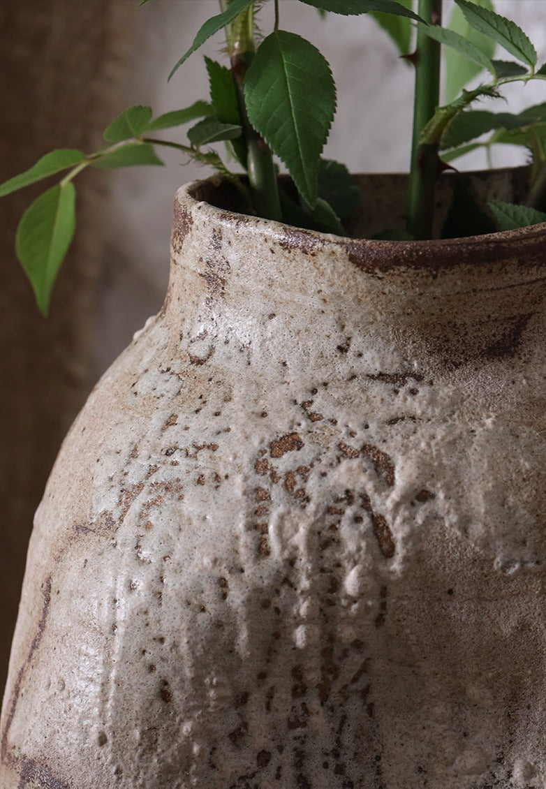 Beige And Brown Irregular Wabi-Sabi Vase