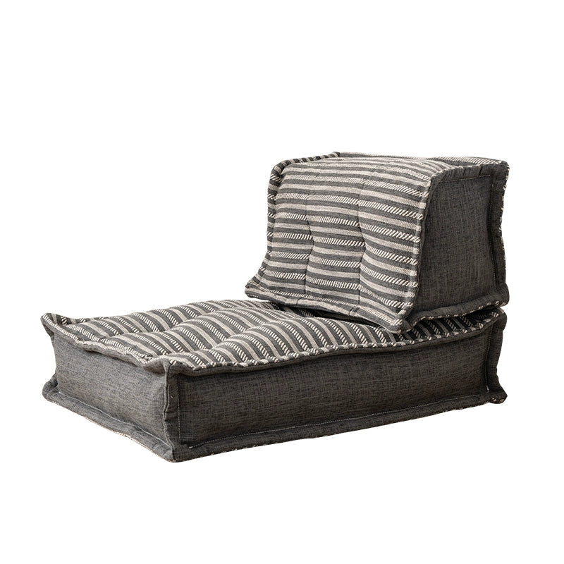 Modern Minimalist Floor Sofa: Gray striped fabric, comfortable low seating.