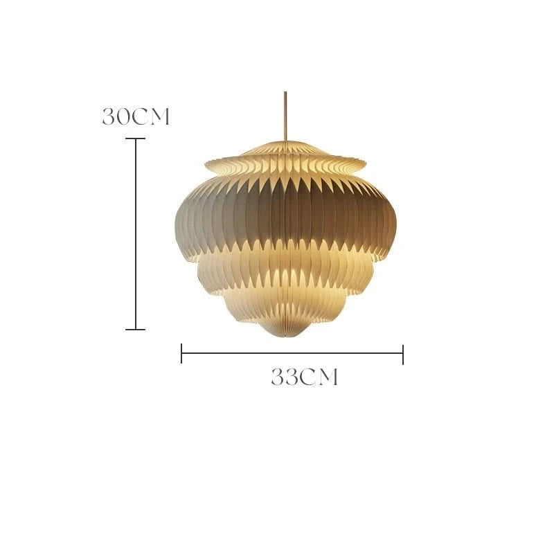 Cream geometric origami paper lampshade, a unique home decor statement.