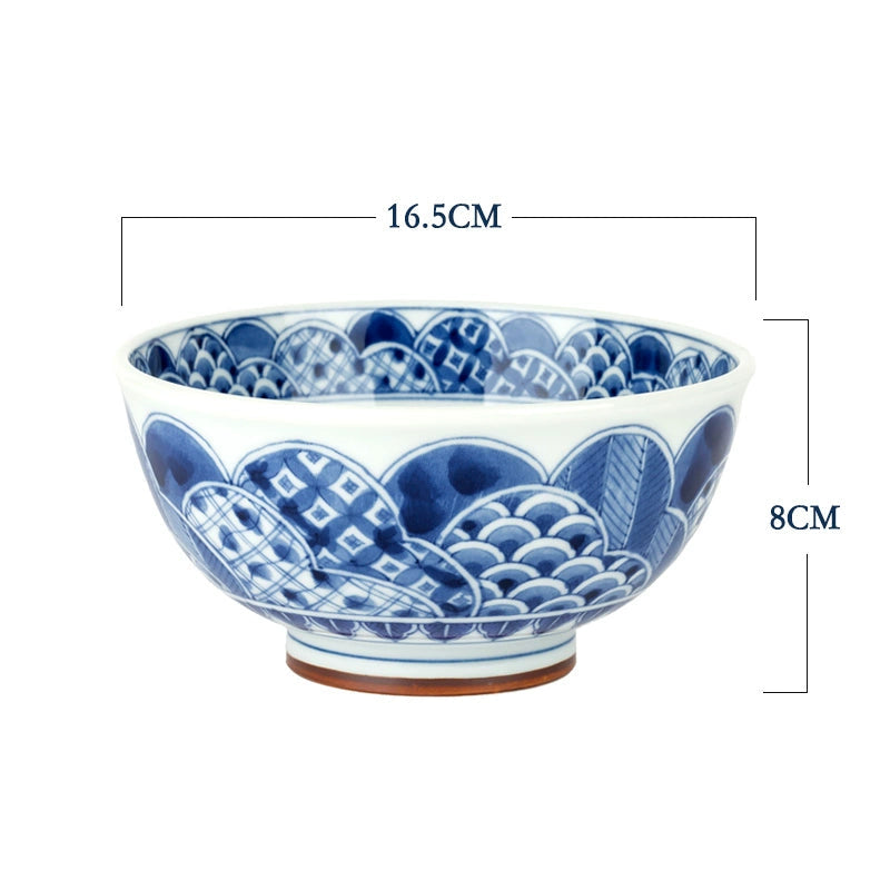 Blue and white floral porcelain bowl with traditional Chinese design, 16.5cm diameter.