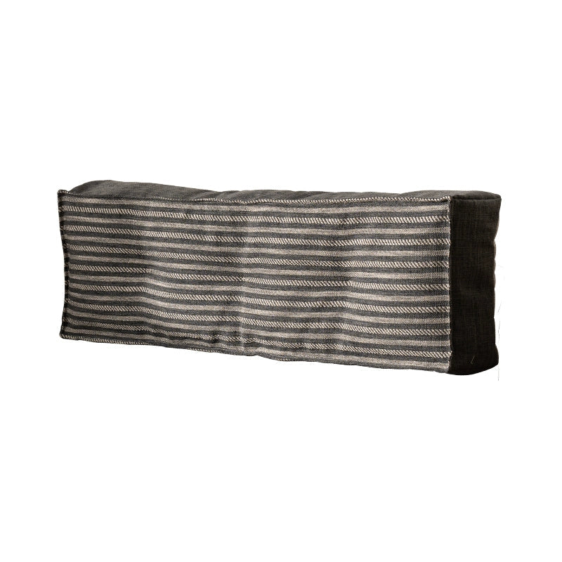 Modern Minimalist Floor Sofa, striped grey and beige fabric, comfortable seating.