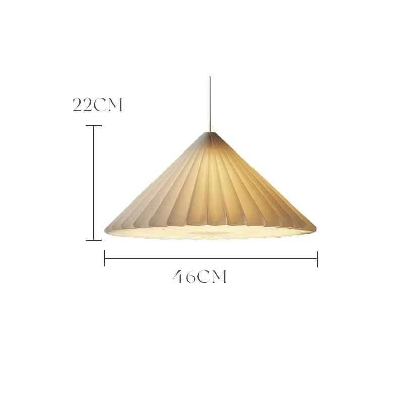 Geometric Origami Paper Lampshade, off-white pleated cone pendant light, 46cm width.