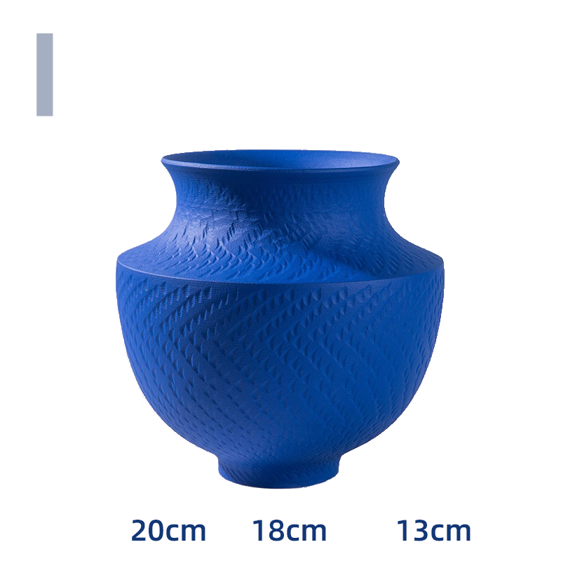 Vibrant blue textured vase with a matte finish, 20cm tall, home decor.