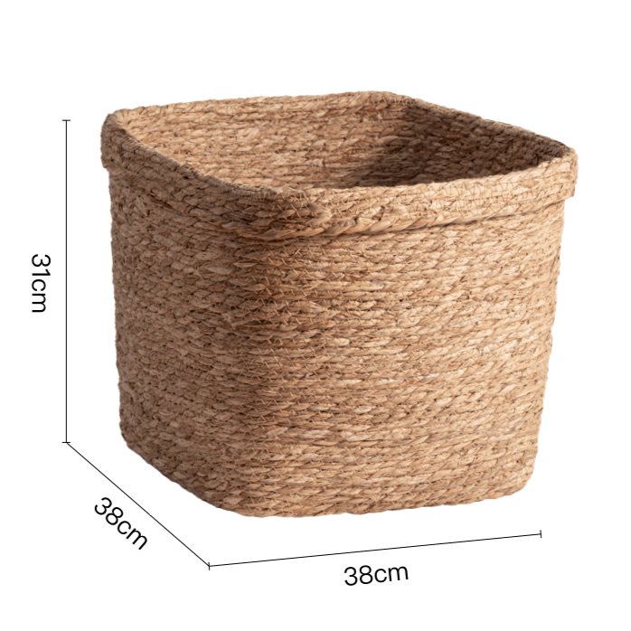 Natural Rattan Square Storage Basket, 31x38cm, home decor laundry organization.