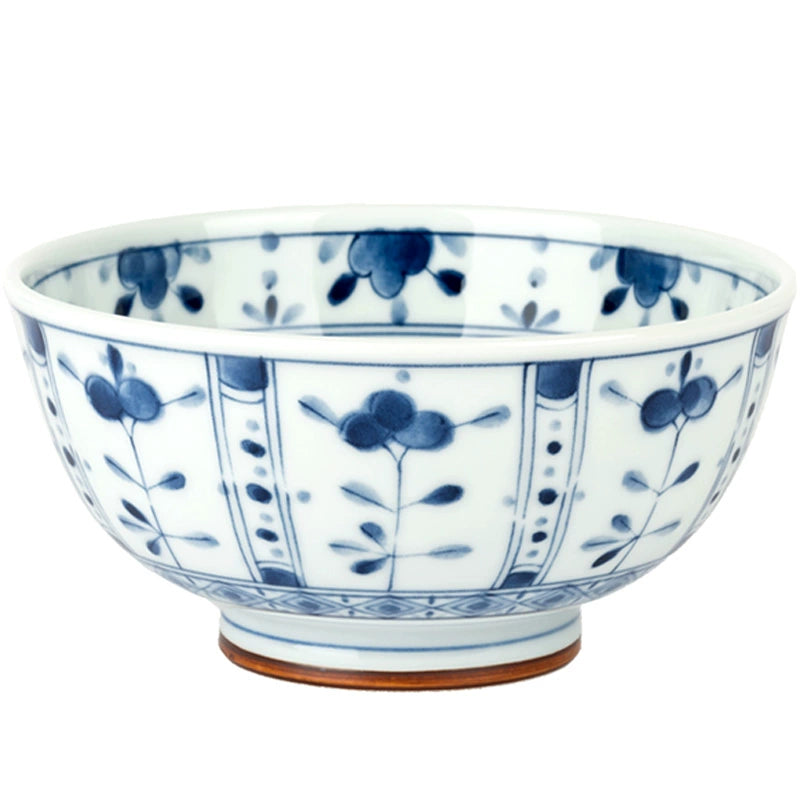 Blue & White Floral Porcelain Bowl Set, traditional Chinese design, home decor.