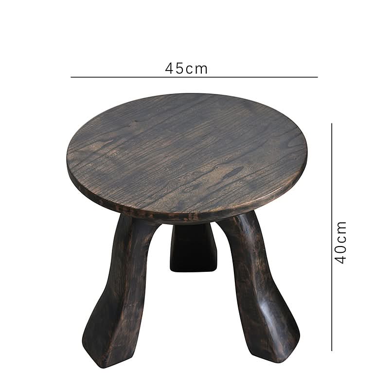 Rustic Wooden Side Table, dark wood, round top, 45cm diameter, 40cm height