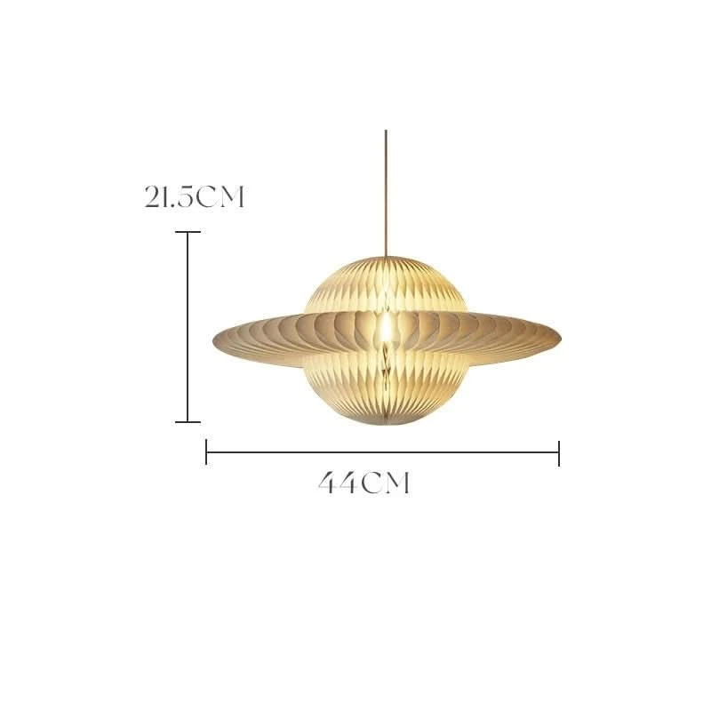 Geometric origami paper lampshade, unique pleated design, warm ambient light.