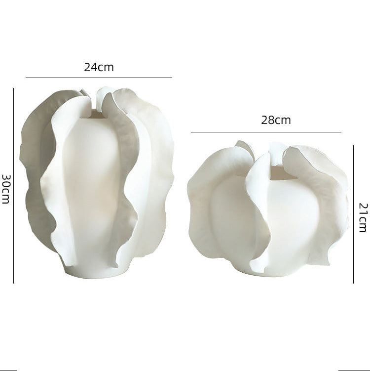 modern white ruffled ceramic vase set