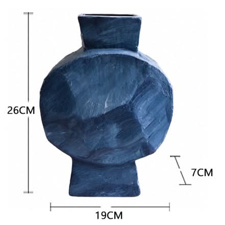 Dreamy Abstract Vase: textured dark blue ceramic, modern art decor, home accent.
