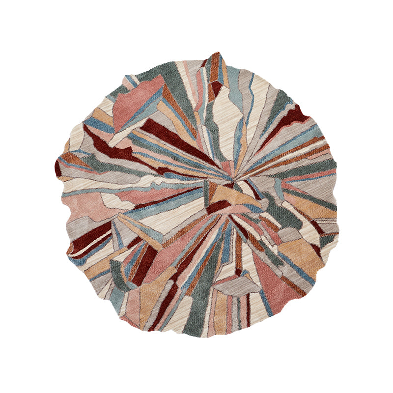 Unique Abstract Rug: Multi-colored wool accent for Fall/Winter living rooms.