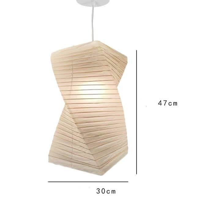 Beige twisted paper lampshade, modern home decor pendant light.