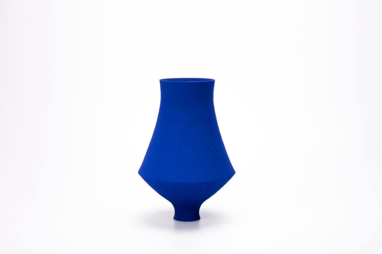 Klein Blue Flower Vase: Handcrafted ceramic home decor with a textured finish.