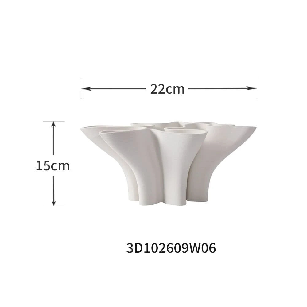 Modern Abstract Ceramic Vase in white, minimalist home decor, 22cm wide x 15cm tall.