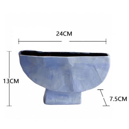 Dreamy Abstract Vase: light blue ceramic, 24cm wide, modern home decor piece.