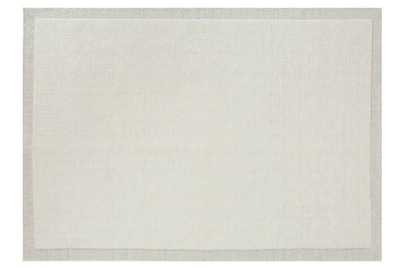 Natural Handwoven New Zealand Wool Rug in light cream with a textured border.