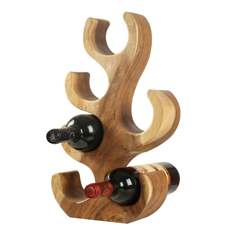 Thai Elephant Wine Rack - Rustic Wooden Wine Holder